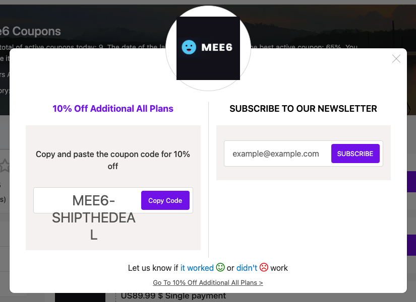 25 off Mee6 Coupons and Discount Codes Apr. 2024